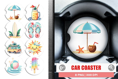 Car Coaster Pastel Tropical Summer Sublimation artnoy 