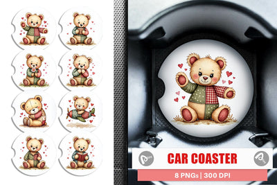 Car Coaster Patchwork Bear Adventures Sublimation artnoy 