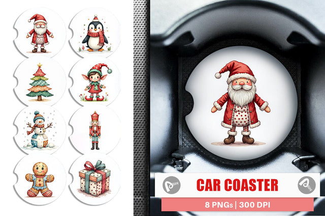 Car Coaster Patchwork Christmas Cute Sublimation artnoy 