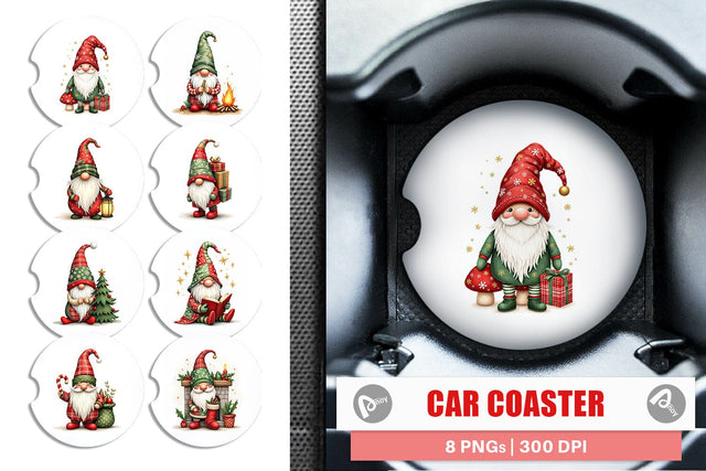 Car Coaster Patchwork Christmas Gnome Sublimation artnoy 
