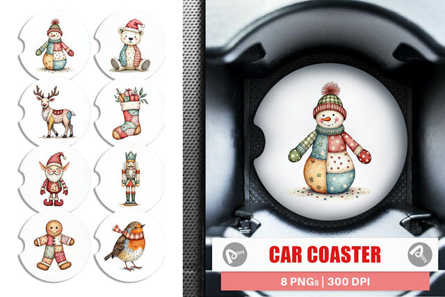 Car Coaster Patchwork Christmas Wonder Sublimation artnoy 