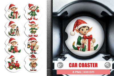 Car Coaster Patchwork Elf Sublimation artnoy 