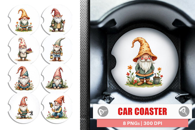 Car Coaster Patchwork Gnomes Sublimation artnoy 