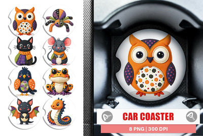 Car Coaster Patchwork Halloween Critters Sublimation artnoy 