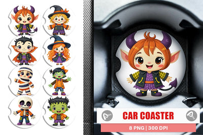 Car Coaster Patchwork Halloween Friends Sublimation artnoy 