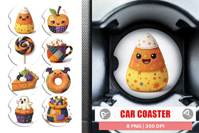 Car Coaster Patchwork Halloween Treats Sublimation artnoy 