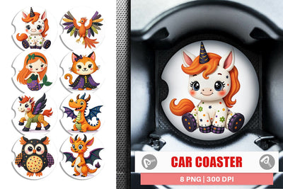 Car Coaster Patchwork Magical Creatures Sublimation artnoy 