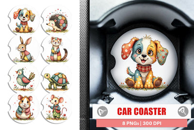 Car Coaster Patchwork Pet Pals Sublimation artnoy 