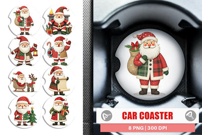 Car Coaster Patchwork Santa Sublimation artnoy 