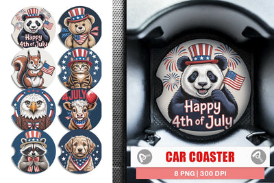 Car Coaster Patriotic Animal Sublimation artnoy 