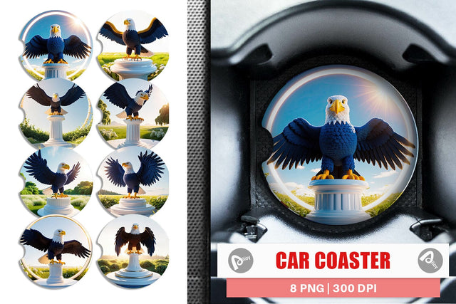Car Coaster Patriotic Bald Eagle Sublimation artnoy 