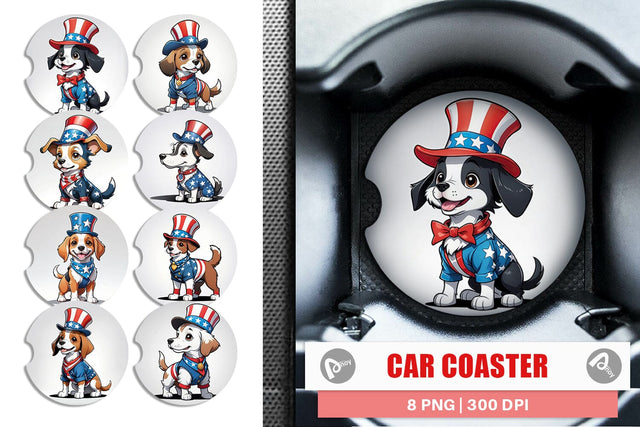 Car Coaster Patriotic Dog Sublimation artnoy 