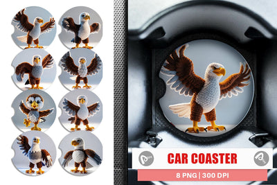 Car Coaster Patriotic Eagle Crochet Sublimation artnoy 