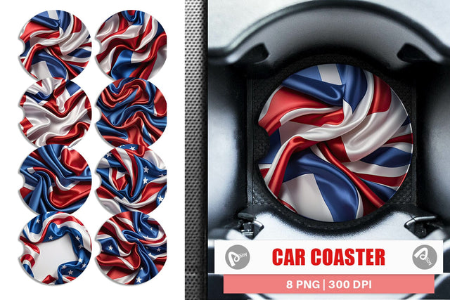 Car Coaster Patriotic Silk Satin Sublimation artnoy 