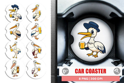 Car Coaster Pelican Beer Day Sublimation artnoy 