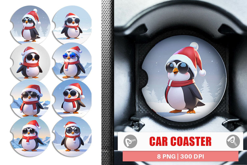 Car Coaster Penguin Christmas Sublimation artnoy 