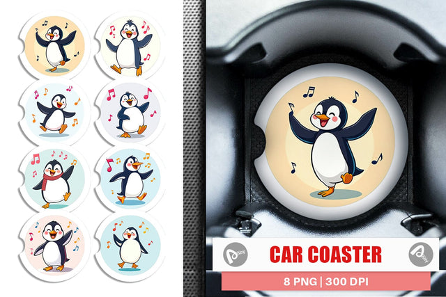 Car Coaster Penguin Dancing Sublimation artnoy 