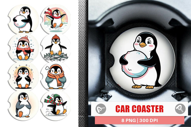 Car Coaster Penguin Mood Sublimation artnoy 