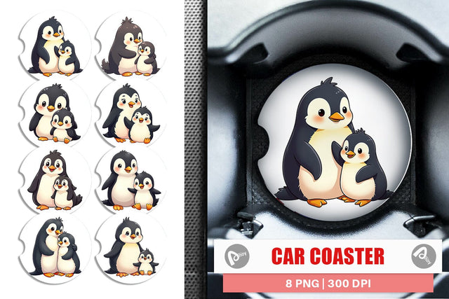 Car Coaster Penguin Mother's Day Sublimation artnoy 