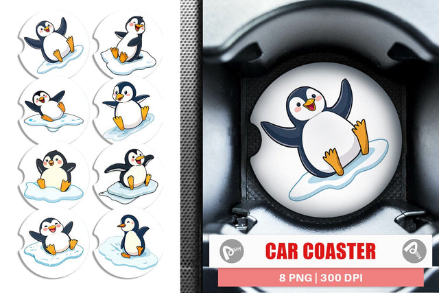 Car Coaster Penguin Sliding on Ice Sublimation artnoy 