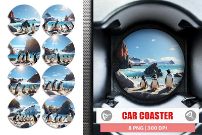 Car Coaster Penguins Summer Sublimation artnoy 