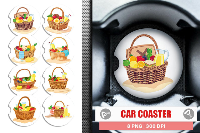 Car Coaster Picnic Basket Sublimation artnoy 