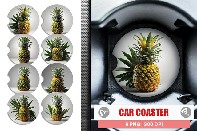 Car Coaster Pineapple Fruit Sublimation artnoy 