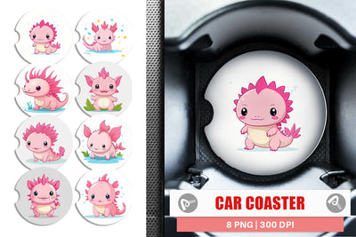 Car Coaster Pink Axolotl Valentine Sublimation artnoy 