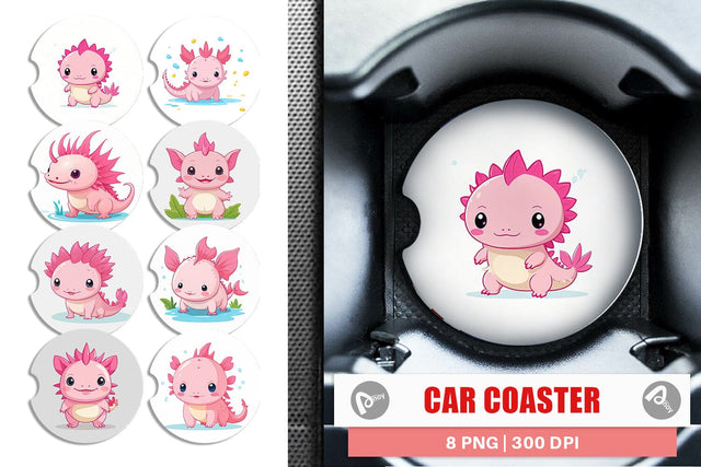 Car Coaster Pink Axolotl Valentine Sublimation artnoy 