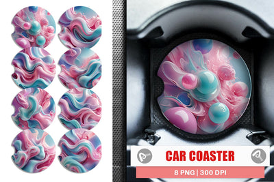 Car Coaster Pink Blue Fluid Wave Sublimation artnoy 