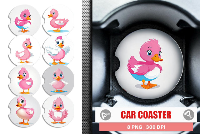 Car Coaster Pink Duck Valentine Sublimation artnoy 
