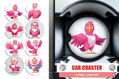 Car Coaster Pink Eagle Valentine Sublimation artnoy 