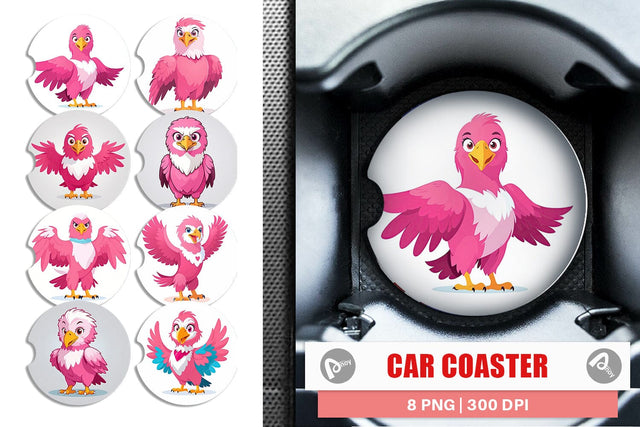 Car Coaster Pink Eagle Valentine Sublimation artnoy 