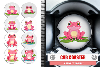 Car Coaster Pink Frog Valentine Sublimation artnoy 