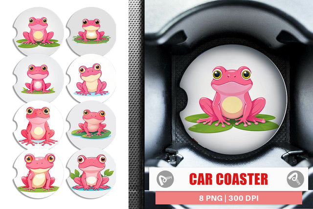 Car Coaster Pink Frog Valentine Sublimation artnoy 
