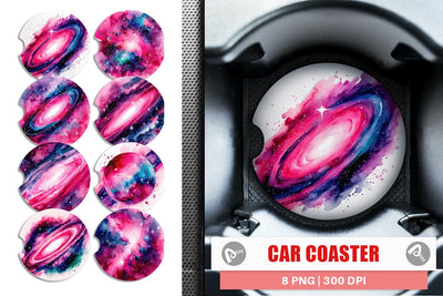 Car Coaster Pink Galaxy Sublimation artnoy 