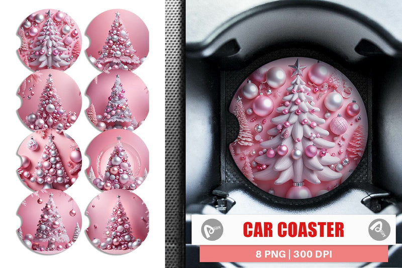 Car Coaster Pink Holiday Decor Sublimation artnoy 