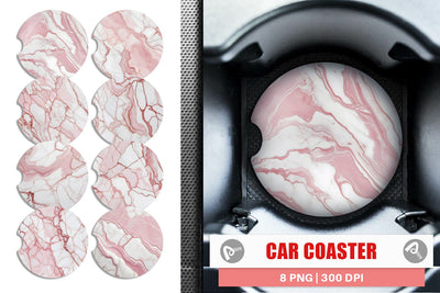 Car Coaster Pink Marble Texture Sublimation artnoy 