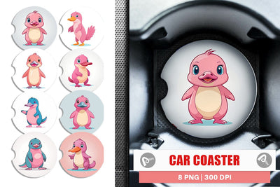 Car Coaster Pink Platypus Valentine Sublimation artnoy 