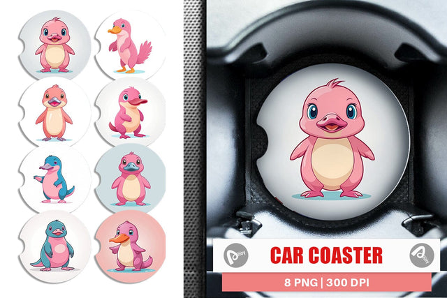 Car Coaster Pink Platypus Valentine Sublimation artnoy 