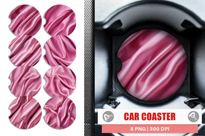 Car Coaster Pink Silk Pattern Sublimation artnoy 