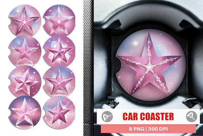 Car Coaster Pink Stars Sublimation artnoy 