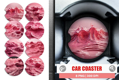 Car Coaster Pink Wave Liquid Sublimation artnoy 