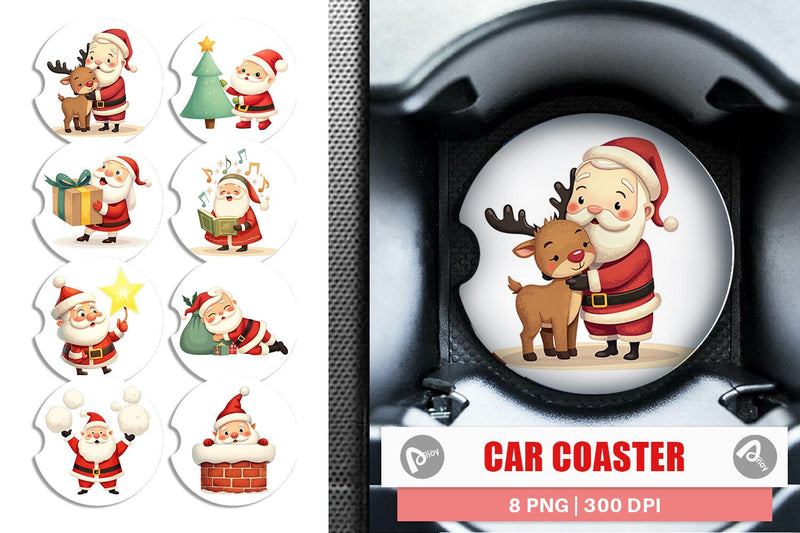 Car Coaster Playful Christmas Santa Sublimation artnoy 