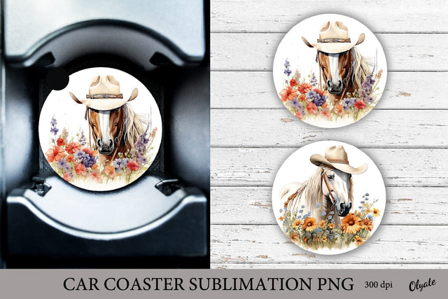 Car Coaster PNG. Horse Sublimation. Kitchen Towel PNG Sublimation Olga Terlyanskaya 