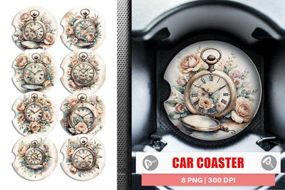 Car Coaster Pocket Watch Sublimation artnoy 