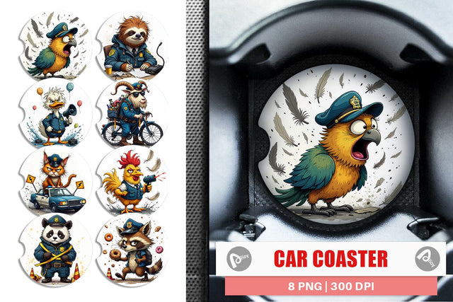 Car Coaster Police Chaos Critters Sublimation artnoy 