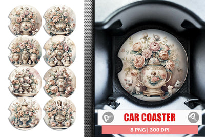 Car Coaster Porcelain Figurine Sublimation artnoy 