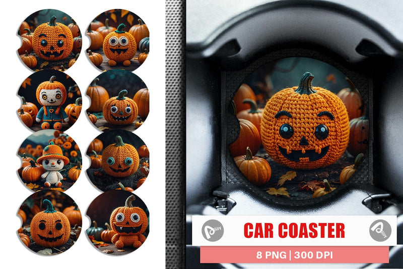 Car Coaster Pumpkin Knitted Sublimation artnoy 