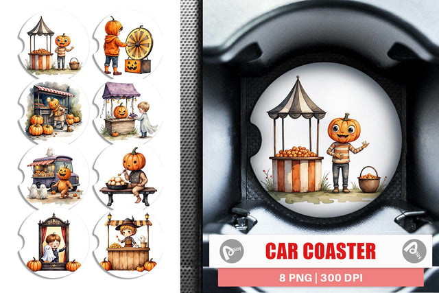 Car Coaster Pumpkin Market Adventure Sublimation artnoy 